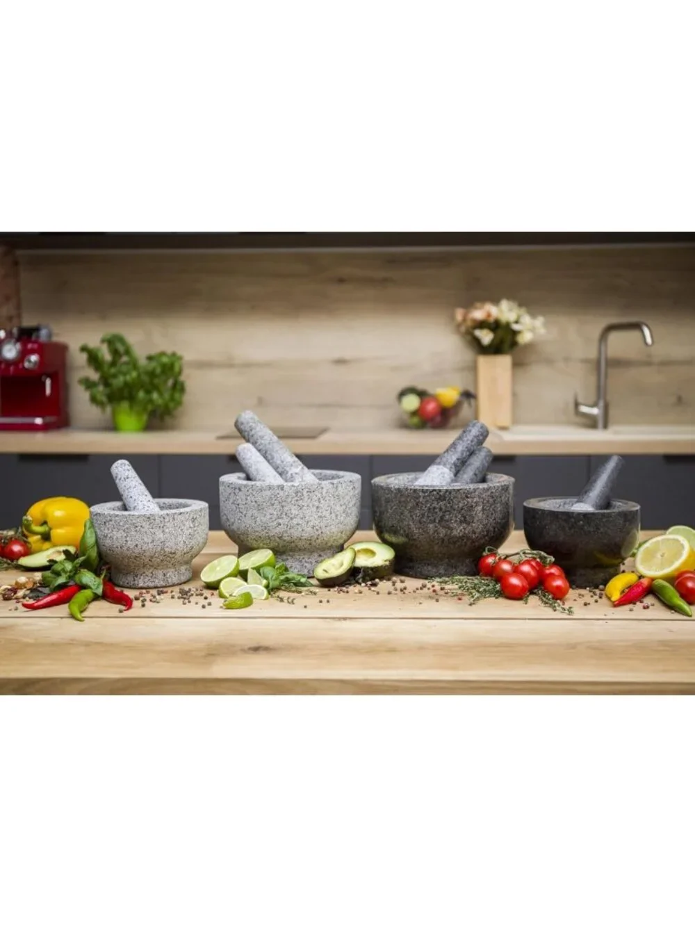 6-Inch Heavy Granite Mortar and Pestle Set - 2 Cup Capacity, Anti-Scratch